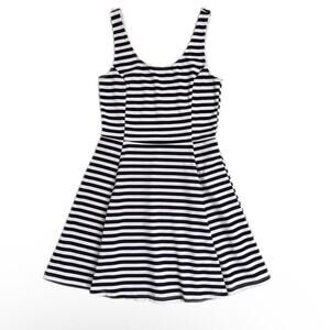 Divided H&M Mini Dress Size 6 Fit & Flare Striped Black White Stretch Sleeveless